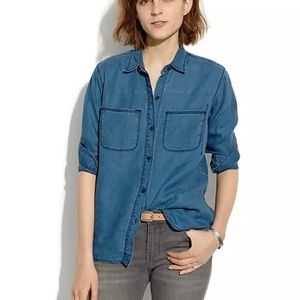 Madewell Indigo Linen Ex-Boyfriend Shirt